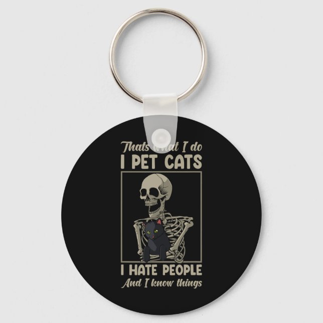 Llavero Skeleton Cat Kitten Lover Grumpy Skull Mascota O (Anverso)