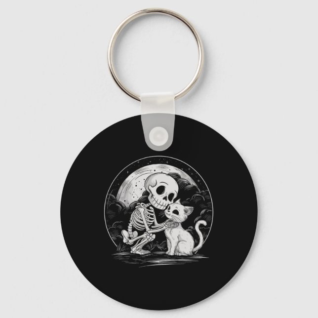 Llavero Skeleton Cat Skull Kitty Cute Gótico Halloween Cos (Anverso)