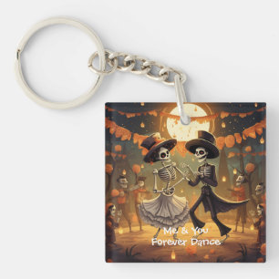 Llavero Skeleton de baile personalizado y fotografía de pa