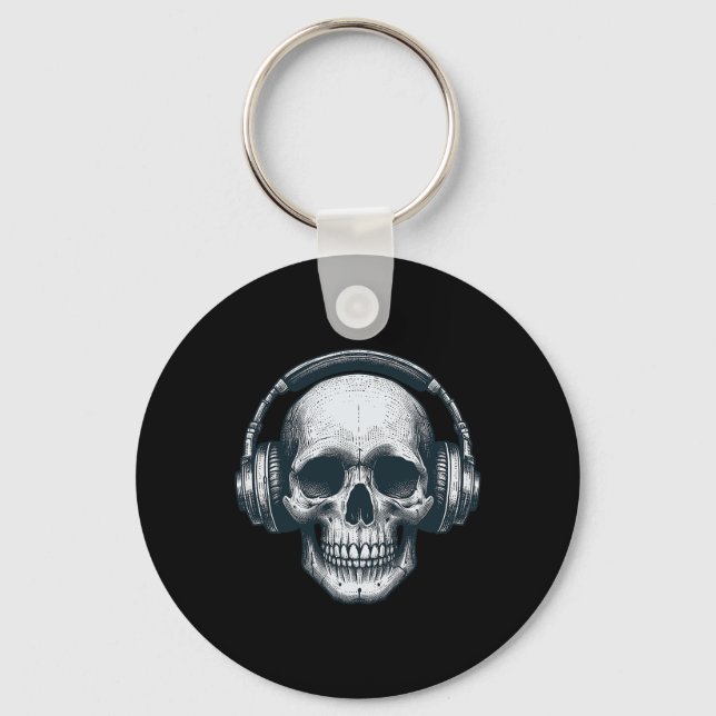 Llavero Skeleton Dj Auriculares Hocico Músico De Calavera  (Anverso)