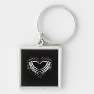 Llavero Skeleton Hand Heart 4De Eeuu Patriótico Americano