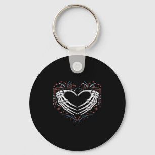 Llavero Skeleton Hand Heart 4De Eeuu Patriótico Americano