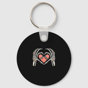 Llavero Skeleton Hand Heart Skateboard Día de San Valentín