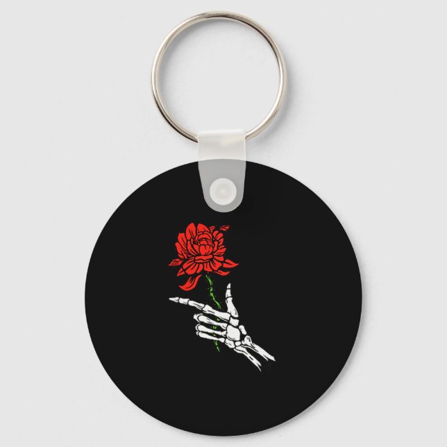Llavero Skeleton Hand Holding A Red Rose  (Anverso)