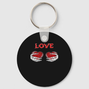 Llavero Skeleton Hands Heart Funny Design