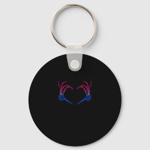 Llavero Skeleton Heart Bisexual Lgbt-Q Pride Mano de Cráne