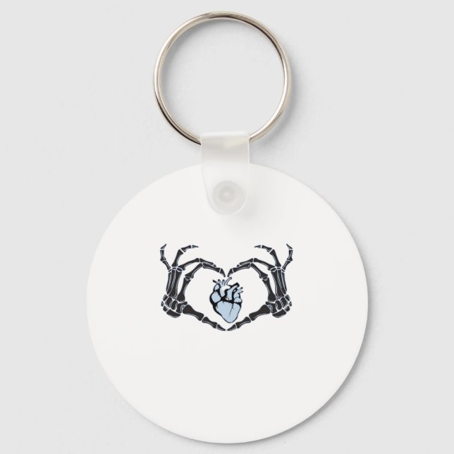 Llavero Skeleton Heart Hands Classic Design para Halloween (Anverso)