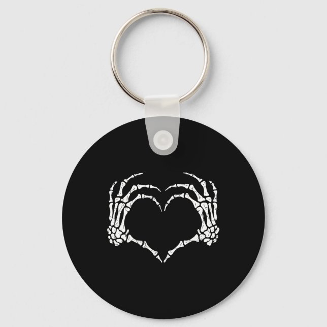 Llavero Skeleton Manos Rótulo Corazón Halloween Disfraces  (Anverso)