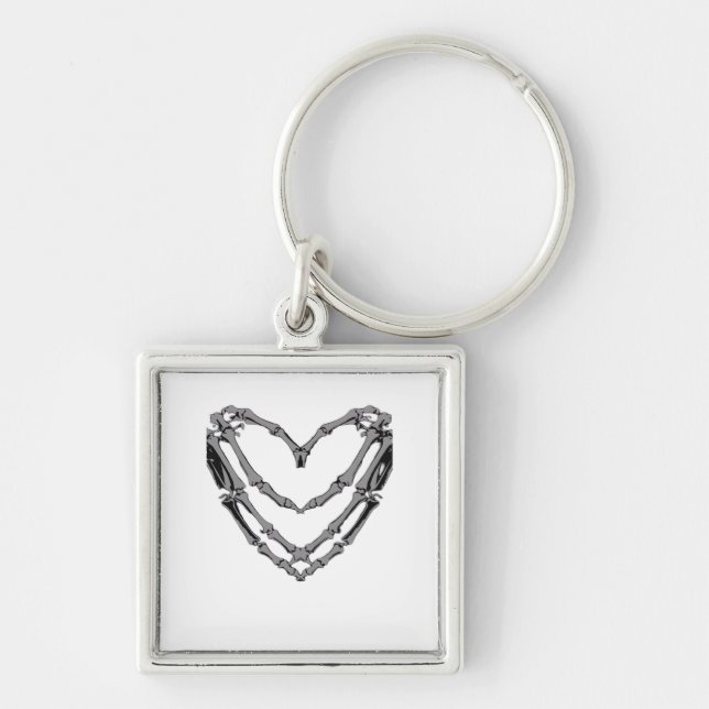 Llavero Skeleton manos Rótulo de corazón retro disfraz de  (Frente)