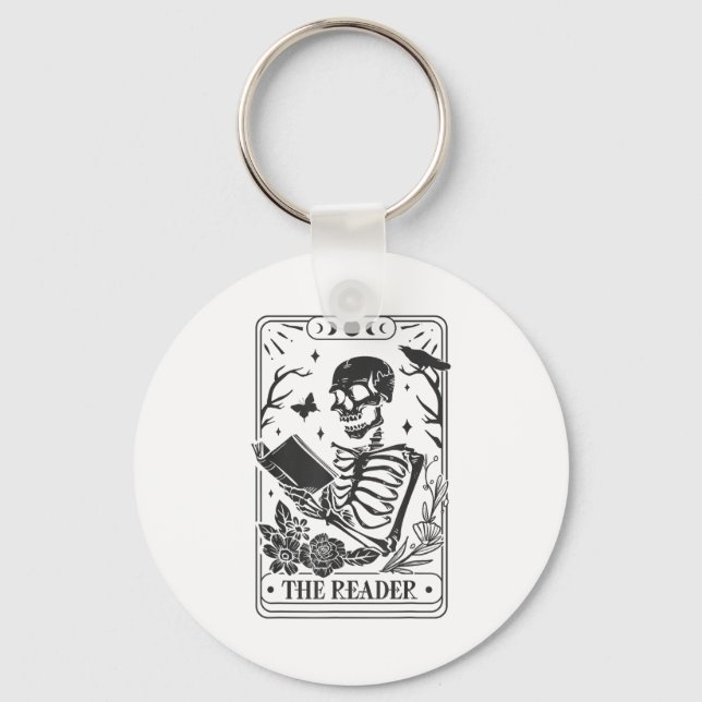 Llavero Skeleton Reading Book Lover Funny The Reader Tarot (Anverso)