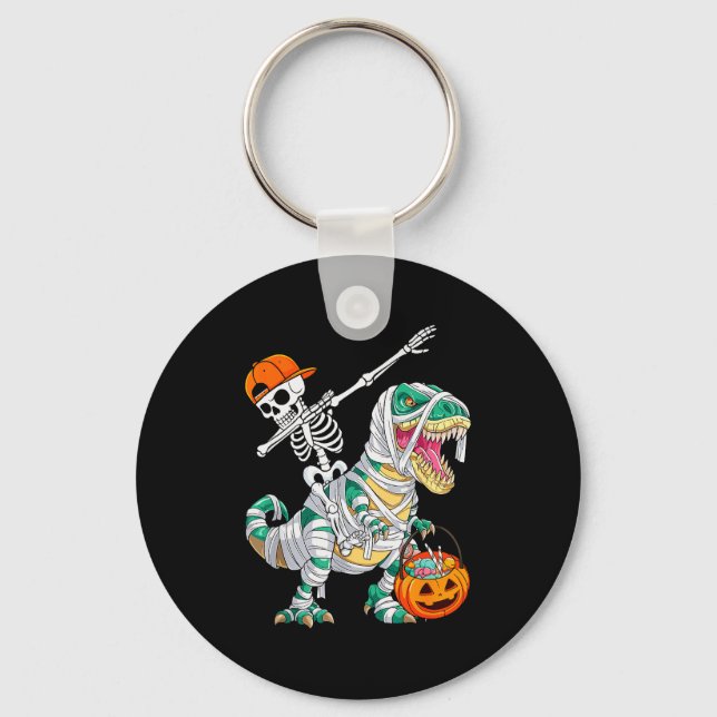 Llavero Skeleton Riding Dancing Dab Dinosaur T Rex Hallowe (Anverso)