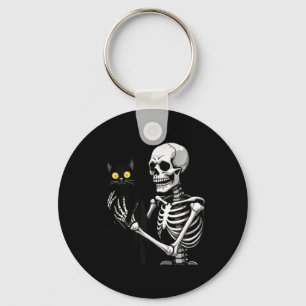 Llavero Skeleton Sostenía Un Gato Cute Gato Negro Hallowee