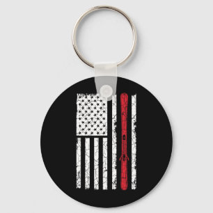 Llavero Ski Skiier Bandera Americana Esquí Gift Usa
