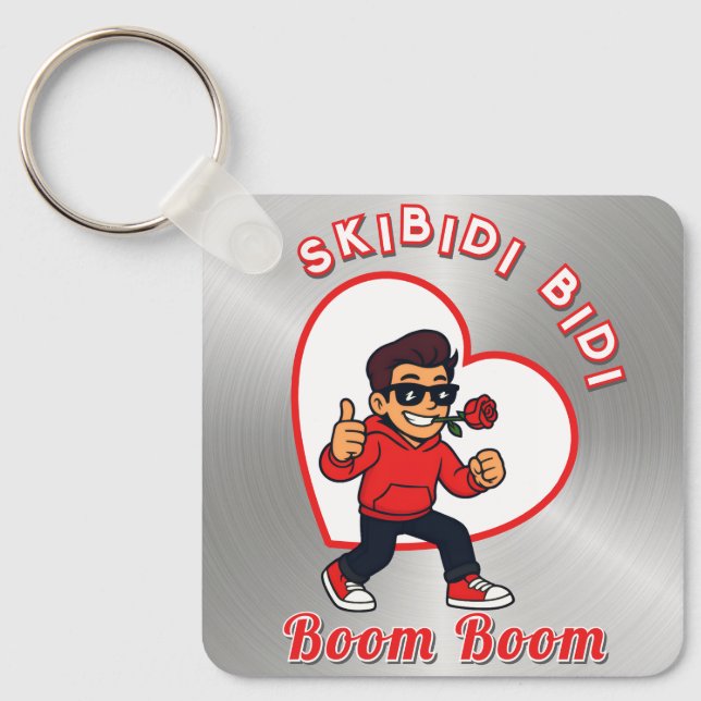 Llavero Skibidi Bidi Boom Boom Valentine Meme - Cartoon (Anverso)