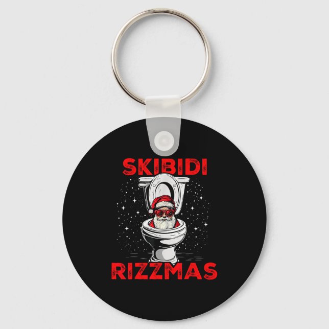 Llavero Skibidi Rizzmas Funny Santa Toilet White Elephant  (Anverso)