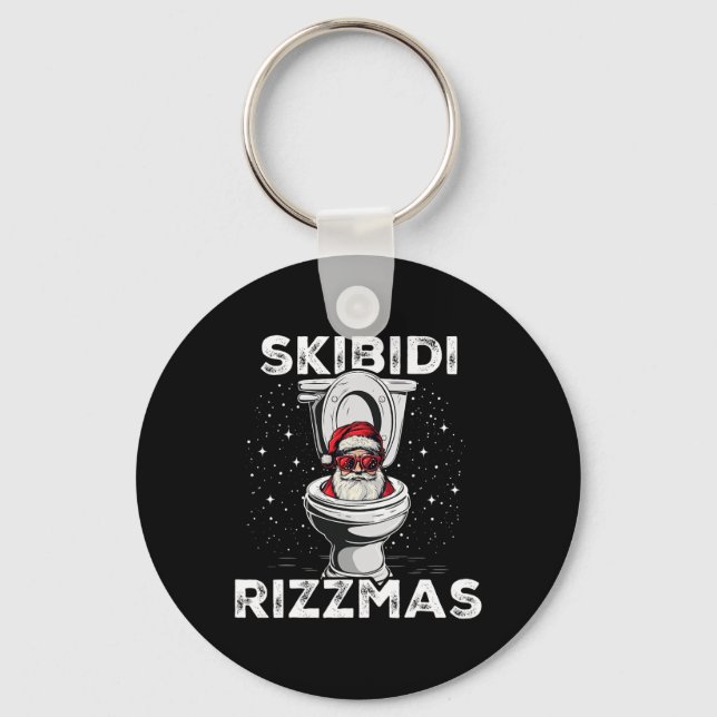 Llavero Skibidi Rizzmas Funny Toilet Santa White Elephant (Anverso)