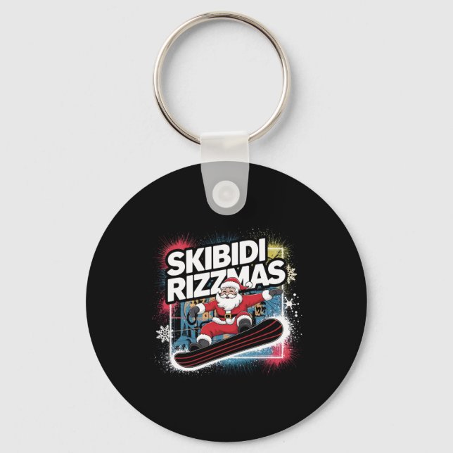 Llavero Skibidi Rizzmas Snowboarding Santa Funny Xmas Chri (Anverso)