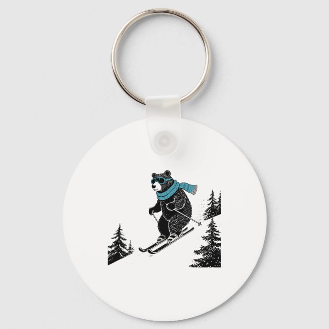Llavero Skiing Bear, Funny Wintersports, Dad Ski Slope, Fu (Anverso)