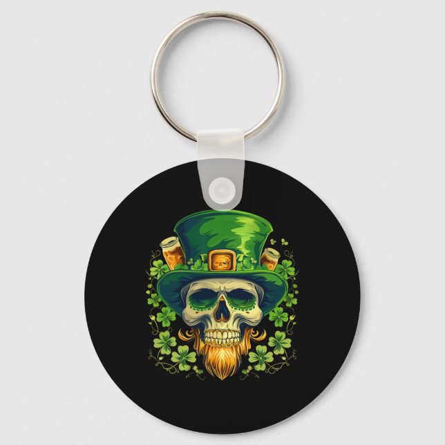 Llavero Skull De Azúcar St Patricks Day Flaull Irlandés Le (Anverso)