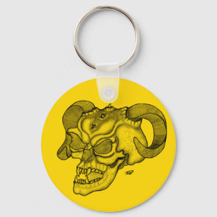 Llavero Skull Devil Head Black and Yellow Design
