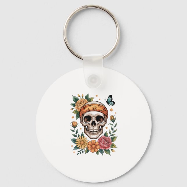 Llavero Skull Floral Halloween Spooky (Anverso)