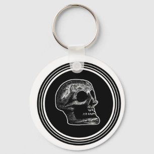 Llavero SKULL - Oval negro y blanco