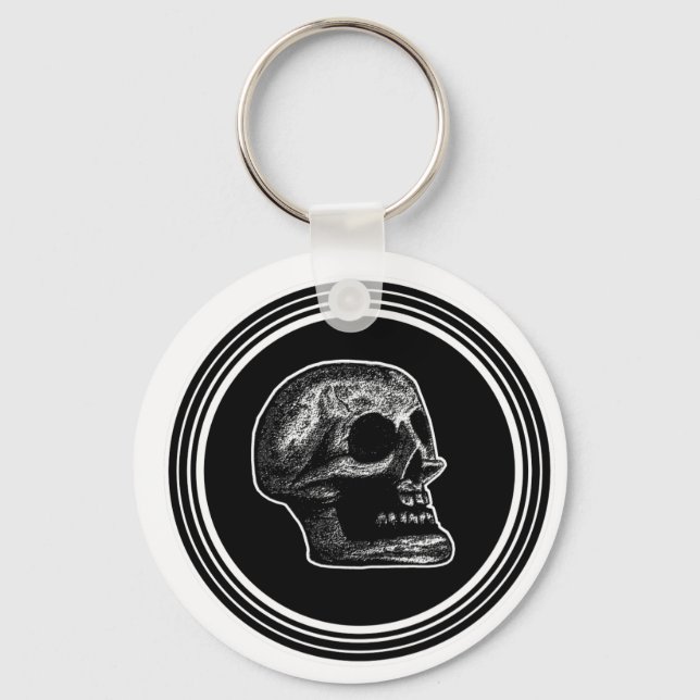 Llavero SKULL - Oval negro y blanco (Anverso)