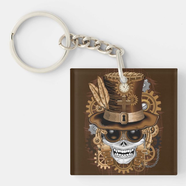 Llavero Skull Steampunk Voodoo Retro Machine (Frente)