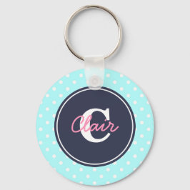 Llavero Sky Blue and Navy, Initial, and Name