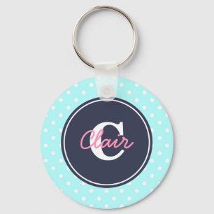 Llavero Sky Blue and Navy, Initial, and Name