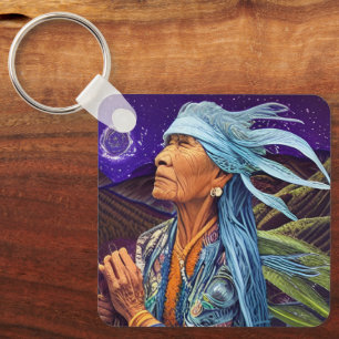 Llavero Sky Road Walker Arte nativo americano de fantasía