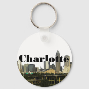 Llavero Skyline de Charlotte NC con Charlotte en el cielo