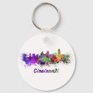 Llavero Skyline de Cincinnati en acuarela