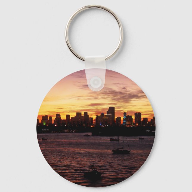 Llavero Skyline de Miami Florida al atardecer (Anverso)