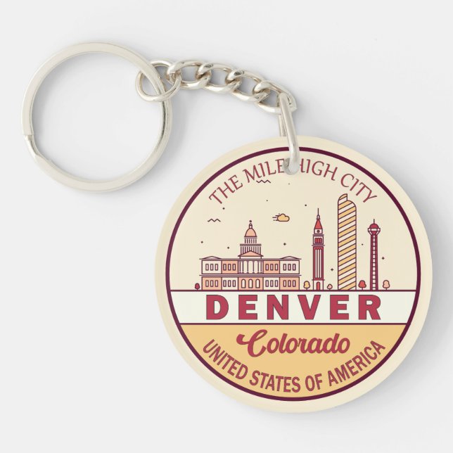 Llavero Skyline Emblem de Denver Colorado (Frente)