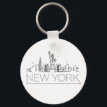 Llavero Skyline estilizada de Nueva York<br><div class="desc">Una cadena de claves única que representa la hermosa ciudad/estado de Nueva York. Este llavero presenta un estilizado ilustracion del paisaje único de la ciudad con su nombre bajo.</div>