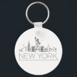 Llavero Skyline estilizada de Nueva York<br><div class="desc">Una cadena de claves única que representa la hermosa ciudad/estado de Nueva York. Este llavero presenta un estilizado ilustracion del paisaje único de la ciudad con su nombre bajo.</div>