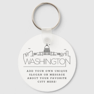 Llavero Skyline estilizada de Washington DC   Lema Persona