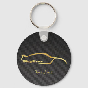 Llavero Skyline GT-R oro Silhouette con fibra de carbono f