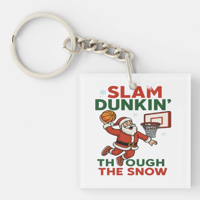 Llavero Slam Dunkin Through The Snow- Christmas Basketball (Frente)