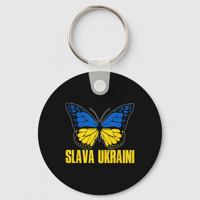 Llavero Slava Ukraini Support Ukraine Retro Ukrainian Flag (Anverso)