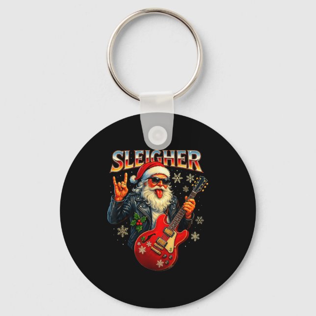 Llavero Sleigher Rock Santa Funny Metal Christmas Design  (Anverso)