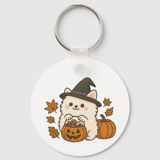 Llavero Sleutelhanger Halloween Pomeranian – Cute & Spooky (Anverso)