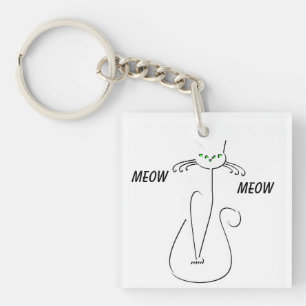 Llavero Slinky Black Cat Meow Meow Personalizado Textos Oj