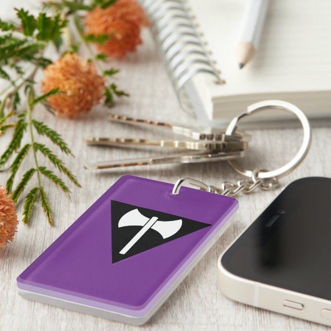 Llavero SlipperyJoe bandera del orgullo lesbiano poderoso  (Frente Derecha)