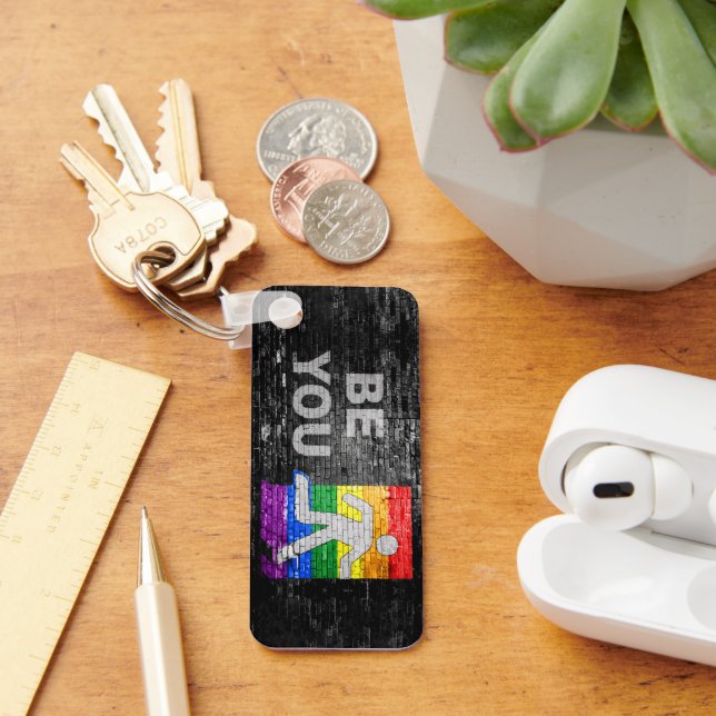 Llavero SlipperyJoe's Be You negro ladrillo pared de peato (Escritorio )