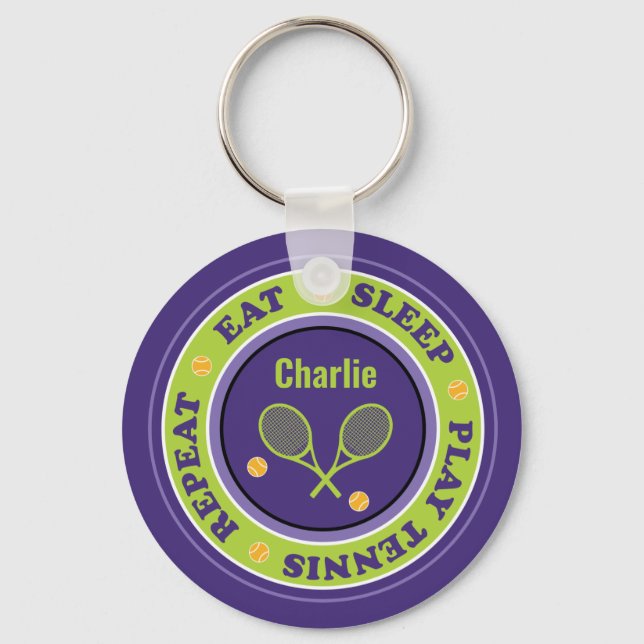 Llavero Slogan de tenis de Guay, keychain púrpura y verde (Anverso)