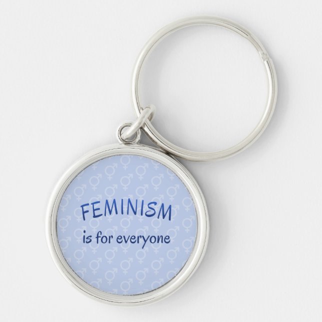 Llavero Slogan del feminismo con estampado azul (Frente)