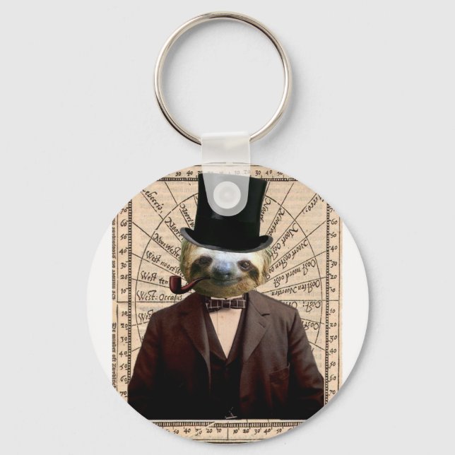 Llavero Sloth Man Victorian Steampunk Antropomorfo (Anverso)