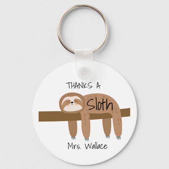 Llavero Sloth Teacher Keyring, Thank You Teaching Assistan (Anverso)
